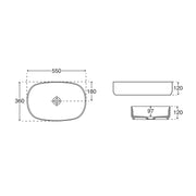 Lavabo da appoggio ovale in ceramica bianco lucido BathCore serie Infinity cm 55x36