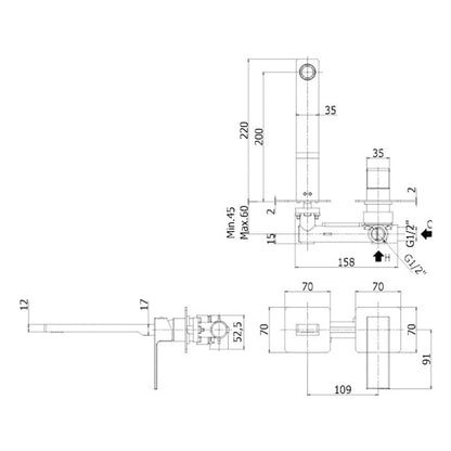 Miscelatore incasso lavabo Paffoni Effe con bocca, aeratore M24x1 - l.200 mm e piastre in acciaio by CeramicStore | Lo specialista del tuo bagno