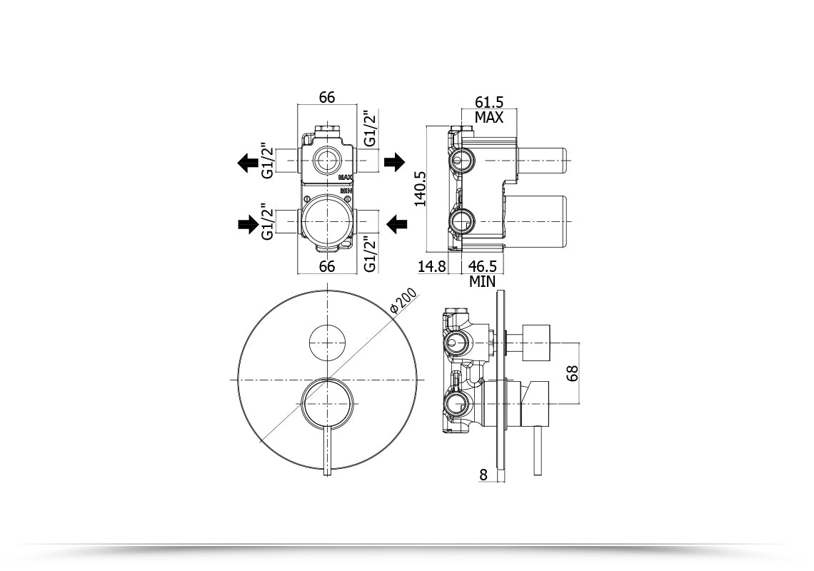 Miscelatore incasso con deviatore meccanico con 2 uscite Paffoni Light in ottone Nero Opaco by CeramicStore | Lo specialista del tuo bagno