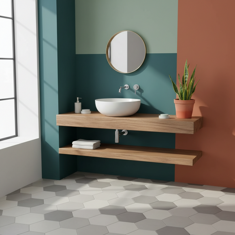 Countertop sink model T-EDGE B6T45.BI by Ceramica Globo. Round shape with a diameter of 45 cm