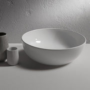 Lavabo da appoggio modello T-EDGE B6T45.BI di Ceramica Globo. Di forma tonda con diametro di 45 cm
