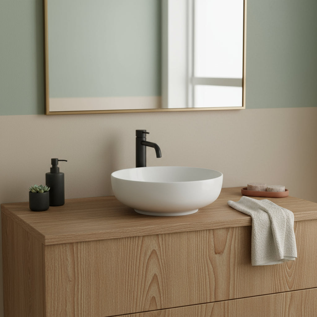 Lavabo Ceramica Globo T-Edge a appoggio/incasso à¸ 37 cm - Bianco lucido