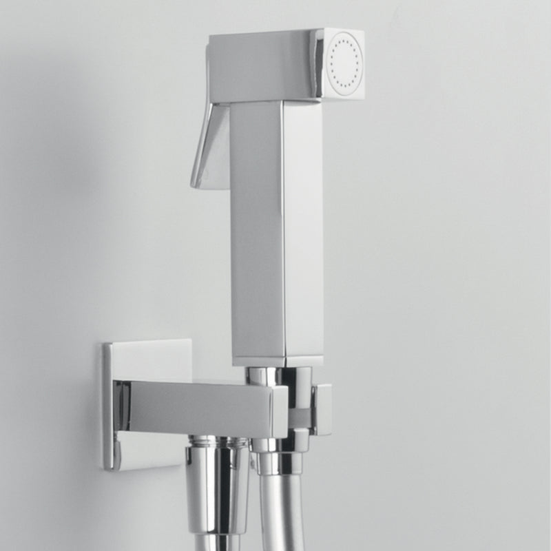 Idroscopino con doccetta quadrata in ottone cromato e flessibile in pvc da 90 cm ARES by CeramicStore | Lo specialista del tuo bagno