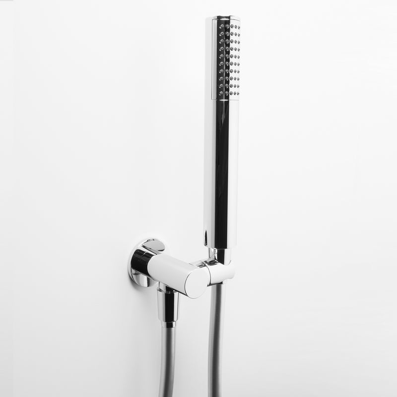 Set duplex Ares con doccetta tonda in ottone cromato e presa acqua con supporto integrato by CeramicStore | Lo specialista del tuo bagno