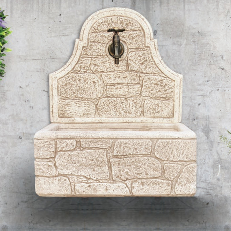 Fontana a muro con para schizzi in cemento ad effetto mattoncini modello Astro colore nocciola by CeramicStore | Lo specialista del tuo bagno