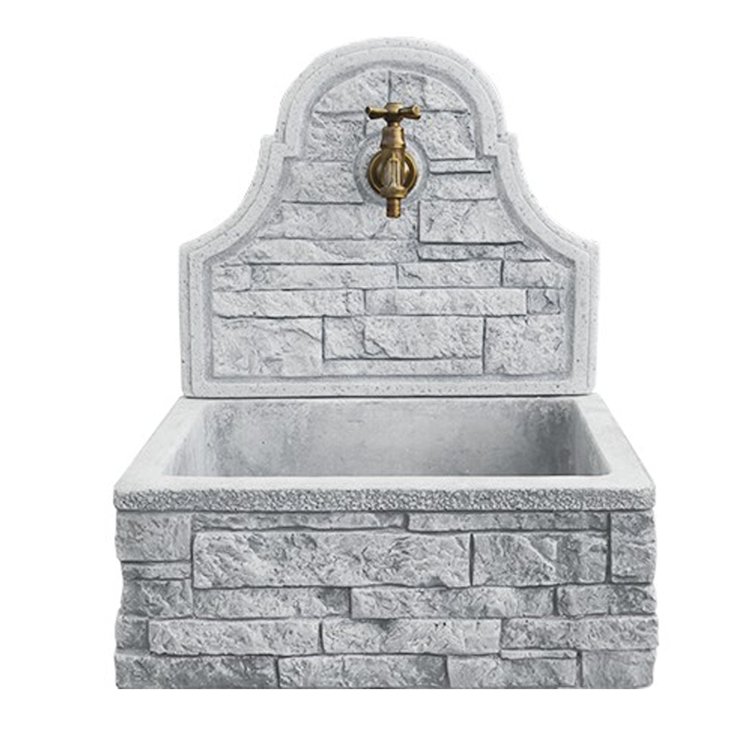 Fontana a muro con para schizzi in cemento ad effetto mattoncini modello Poker 50 cm colore grigio by CeramicStore | Lo specialista del tuo bagno