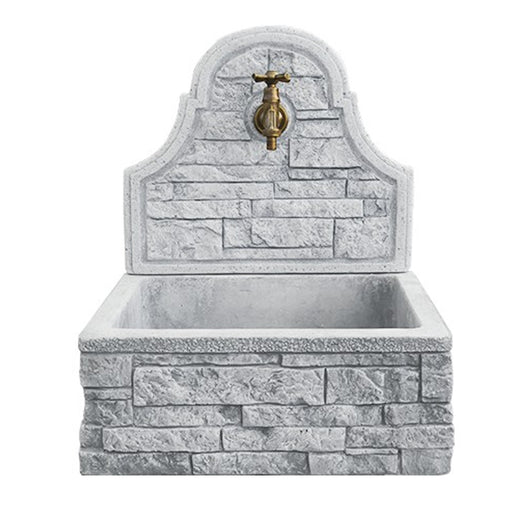 Fontana a muro con para schizzi in cemento ad effetto mattoncini modello Poker 50 cm colore grigio by CeramicStore | Lo specialista del tuo bagno