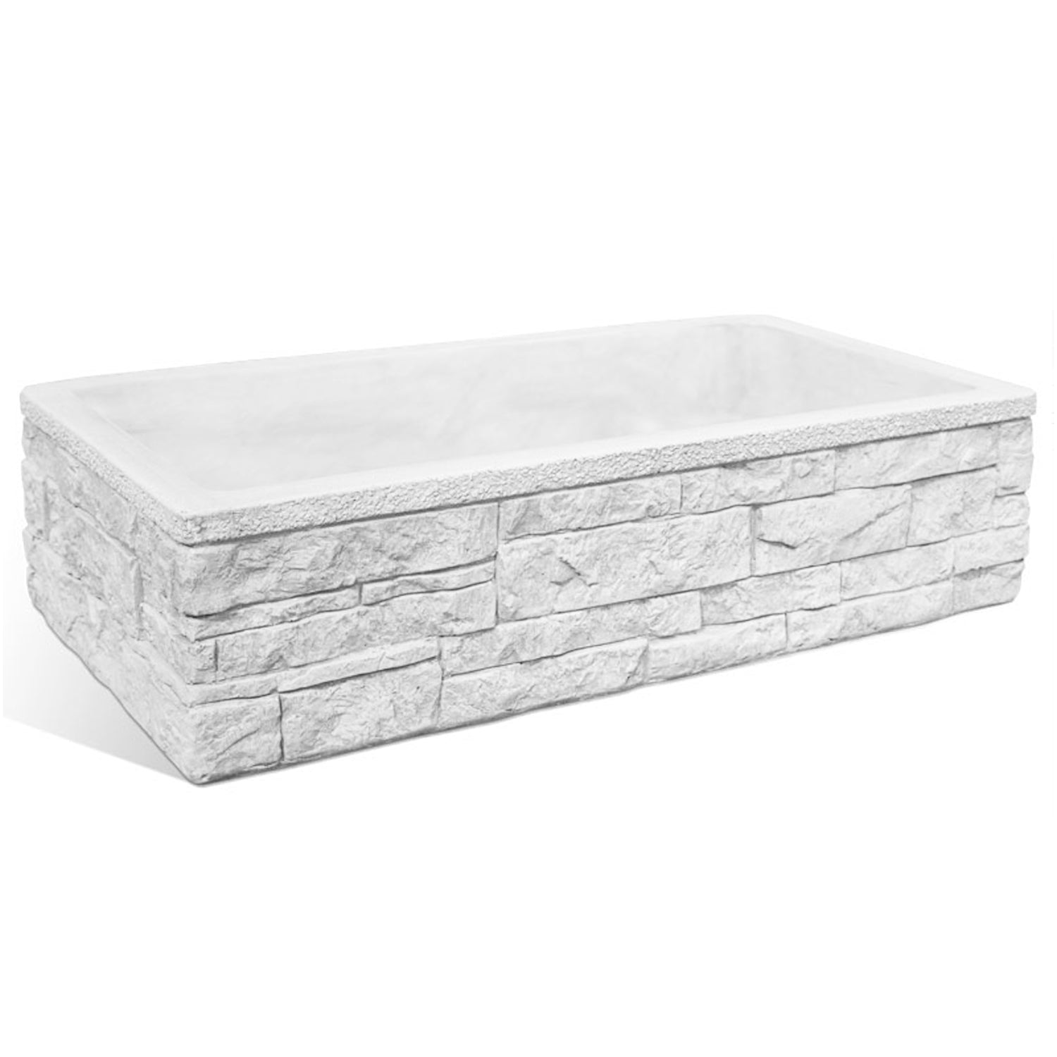 Lavello da esterno in cemento bianco effetto mattoncini cm 100x52x20h cm modello Sicily by CeramicStore | Lo specialista del tuo bagno