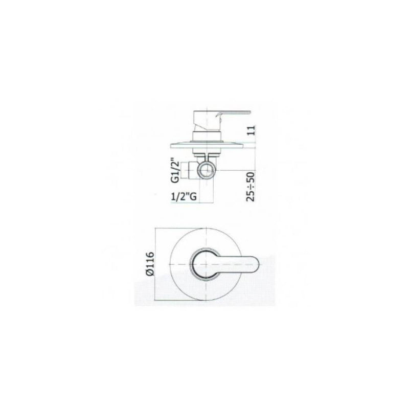 Set saliscendi doccia ottone cromato con miscelatore doccia incasso e presa acqua tonda a muro by CeramicStore | Lo specialista del tuo bagno