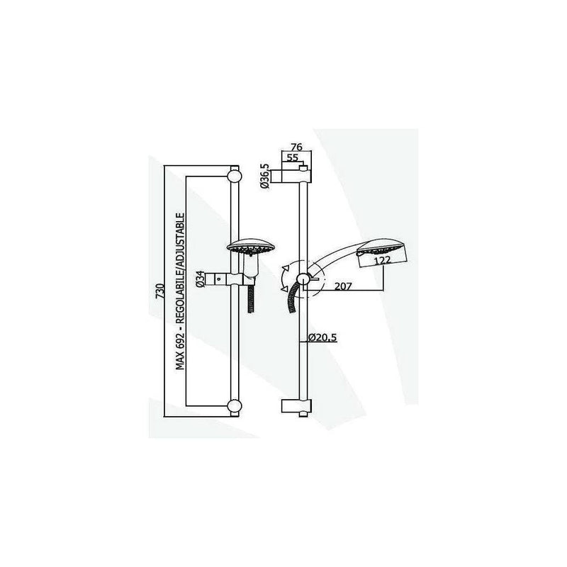 Set saliscendi doccia ottone cromato con miscelatore doccia incasso e presa acqua tonda a muro by CeramicStore | Lo specialista del tuo bagno