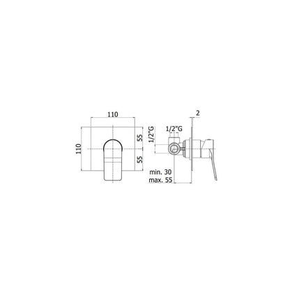 Miscelatore doccia incasso 1 uscita serie Tilt modello TI010ST/M con piastra in acciaio inox Paffoni by CeramicStore | Lo specialista del tuo bagno
