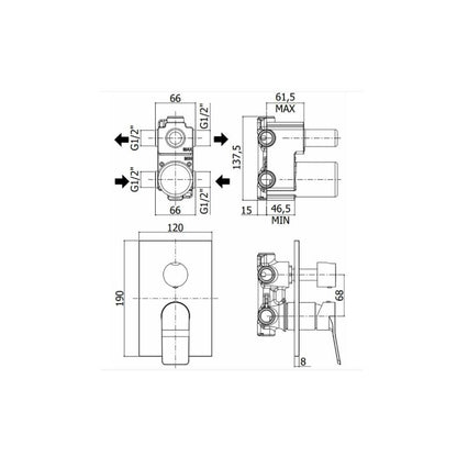 Miscelatore incasso doccia 3 uscite serie Tilt modello TI019ST/M Steel looking Paffoni by CeramicStore | Lo specialista del tuo bagno