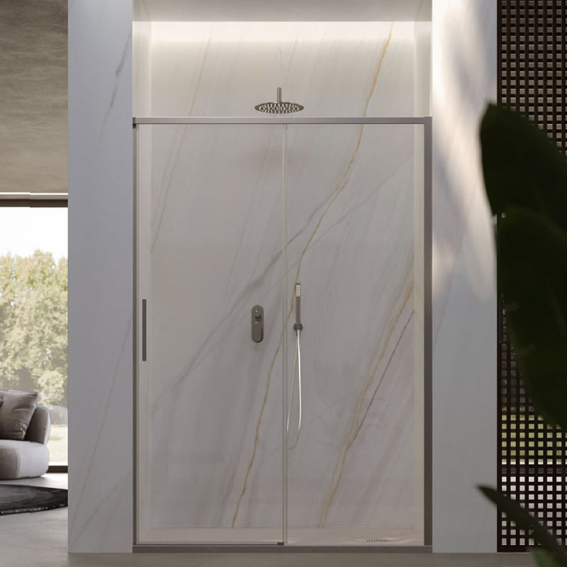 Porta doccia scorrevole per nicchia da 100 cm in cristallo da 6 mm con profilo alluminio Cromato lucido versione Destra by CeramicStore | Lo specialista del tuo bagno