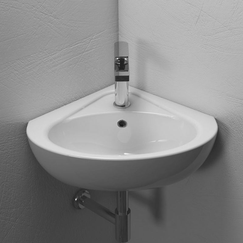 Lavabo ad angolo bianco sospeso Torano di Ceramica Globo 41,5x46,5x17,5 cm by CeramicStore | Lo specialista del tuo bagno
