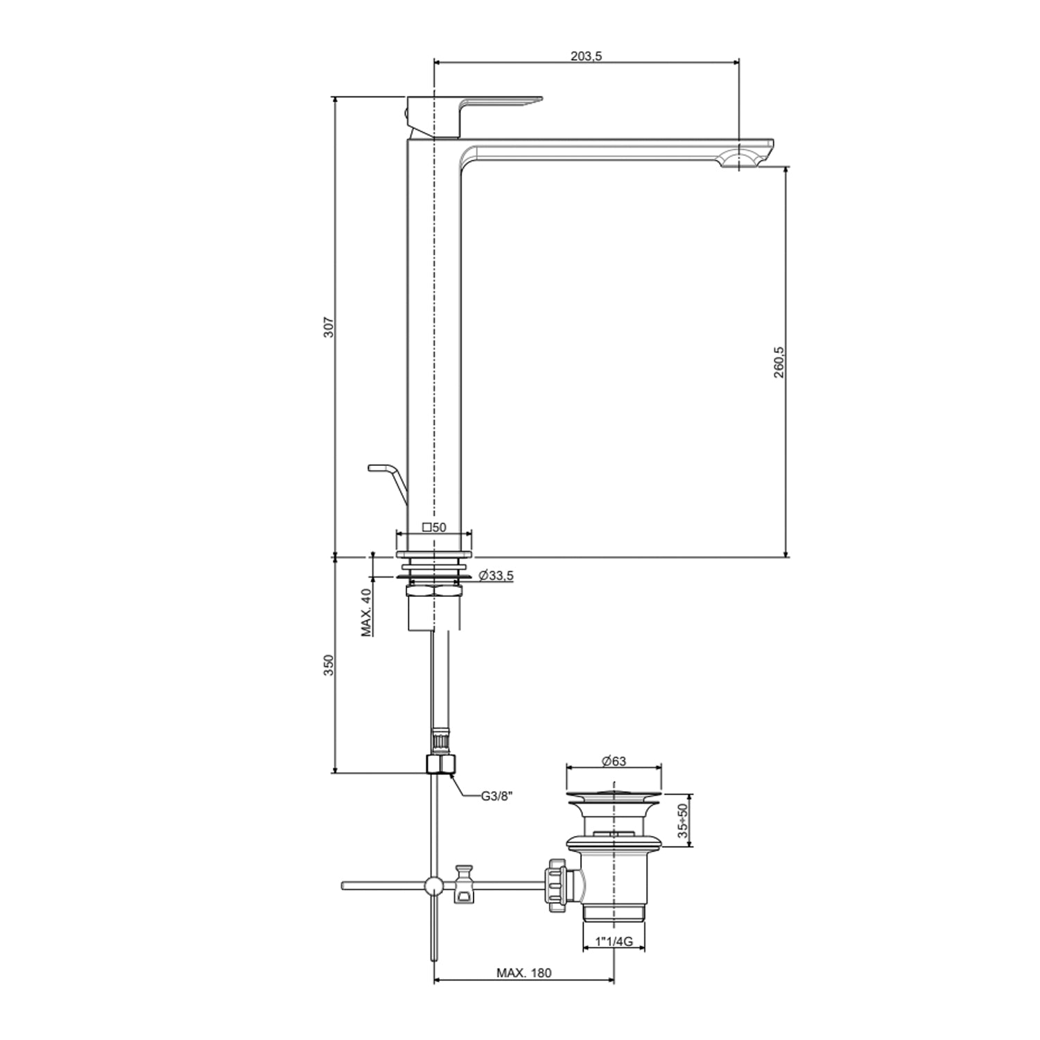 Miscelatore lavabo alto in ottone cromo lucido Paffoni Elle con scarico by CeramicStore | Lo specialista del tuo bagno