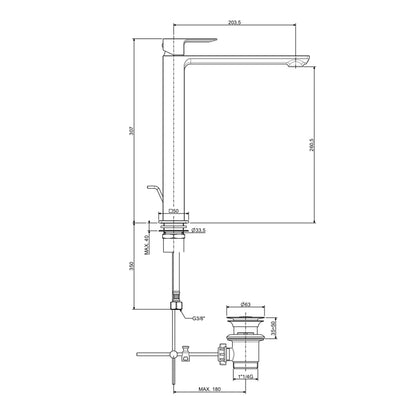 Miscelatore lavabo alto in ottone cromo lucido Paffoni Elle con scarico by CeramicStore | Lo specialista del tuo bagno