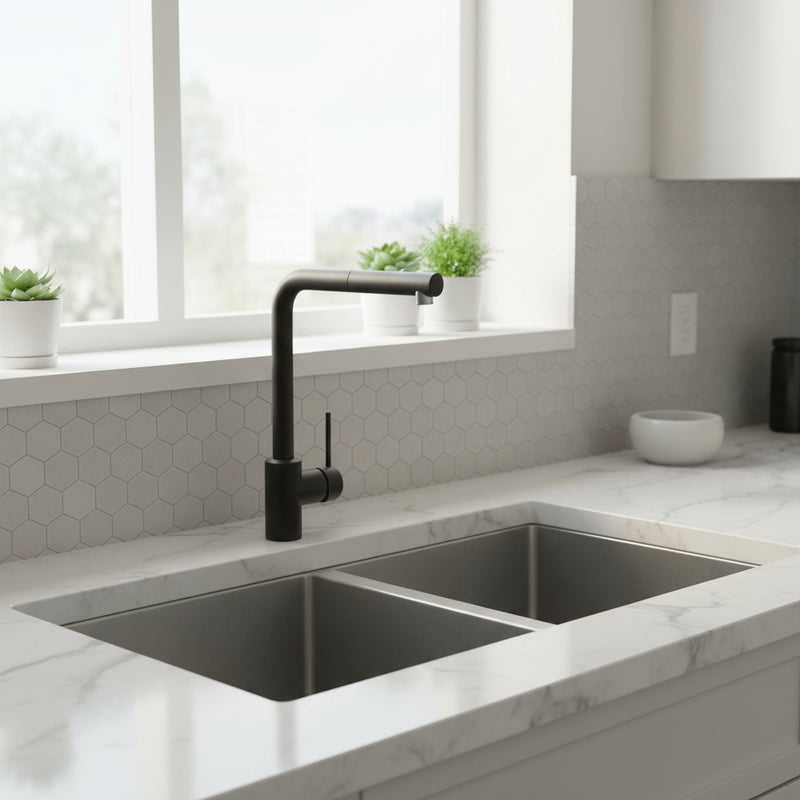 Rubinetti miscelatore per lavello cucina  con doccetta estraibile  nero opaco Modello India di Argo Rubinetterie