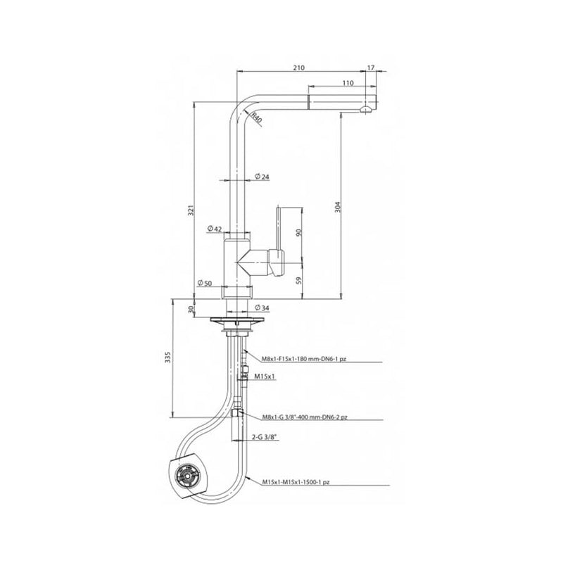 Rubinetti miscelatore per lavello cucina  con doccetta estraibile  nero opaco Modello India di Argo Rubinetterie