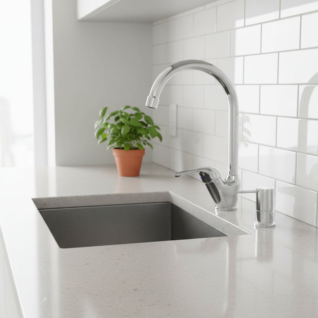 Rubinetti miscelatore per lavello cucina  canna tonda finitura Cromo Lucido Modello Giava di Argo Rubinetterie