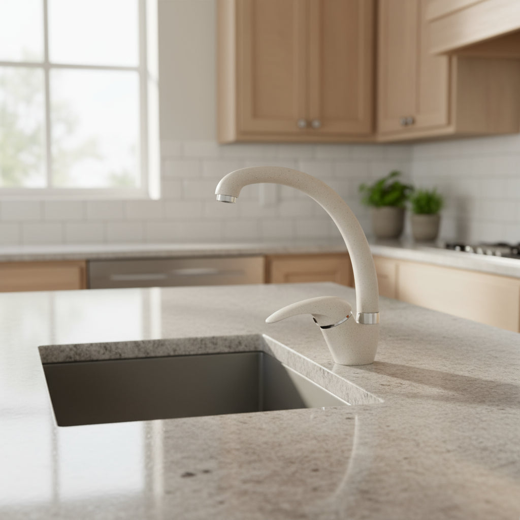 Rubinetti miscelatore per lavello cucina  canna tonda finitura Avena Modello Singapore di Argo Rubinetterie