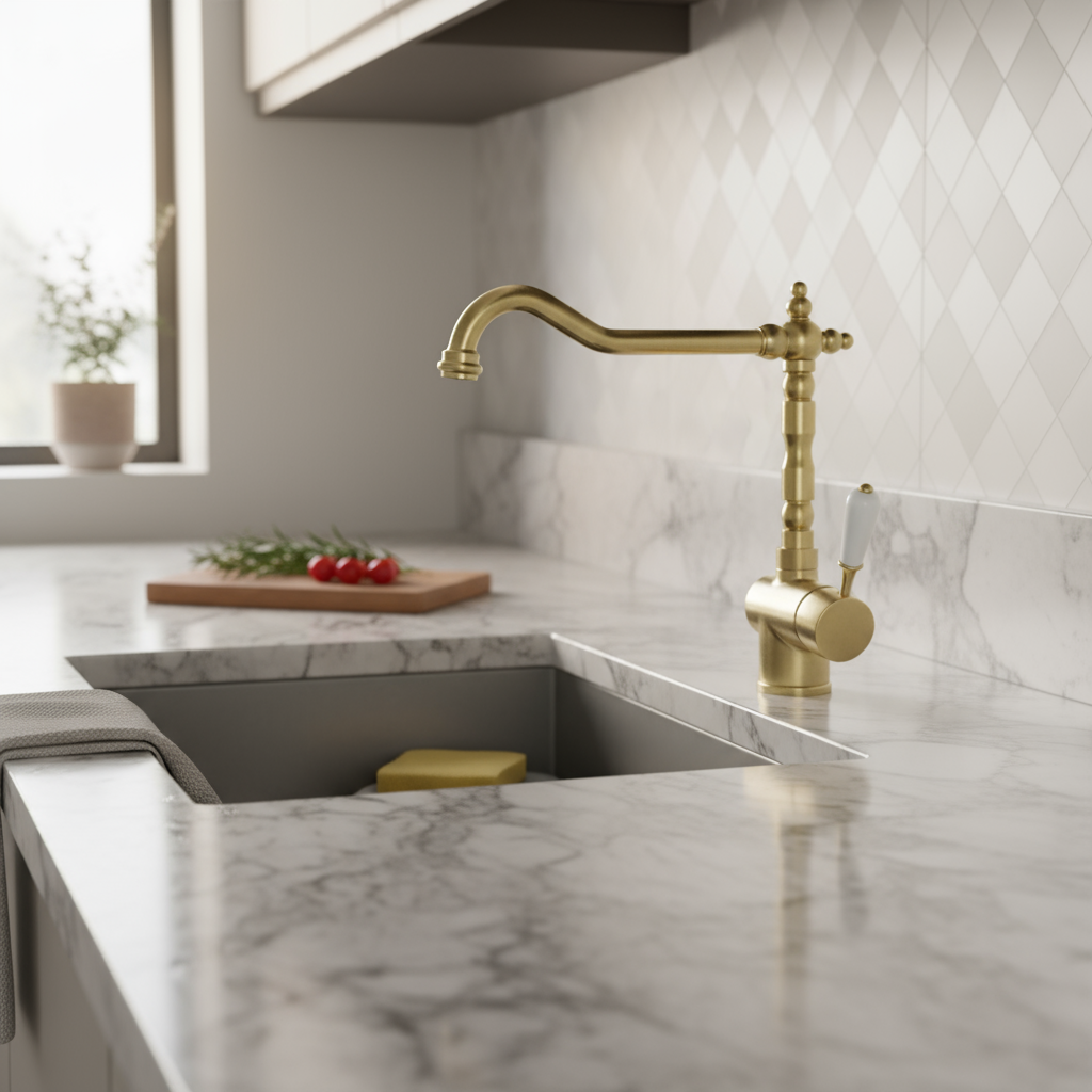 Rubinetti miscelatore per lavello cucina finitura ottone Antichizzato Modello Macao di Argo Rubinetterie