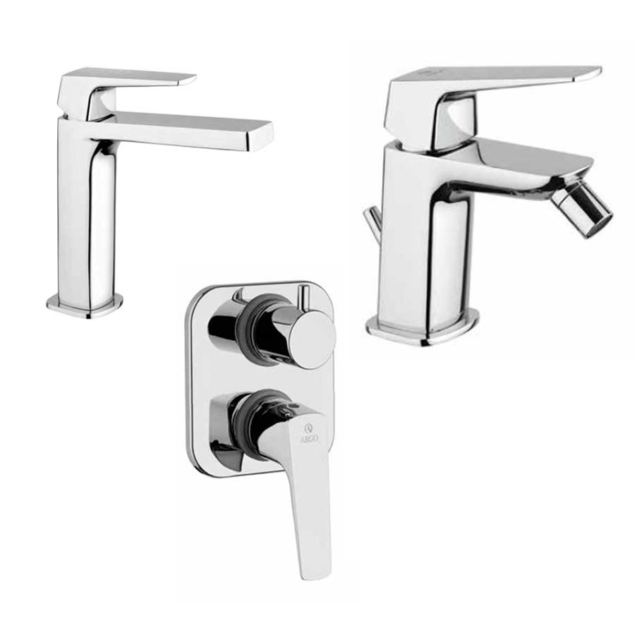 Set di Rubinetti Doccia a due vie, lavabo e Bidet con Piletta Click-Clack cromato collezione Bloom di Argo Rubinetterie by CeramicStore | Lo specialista del tuo bagno
