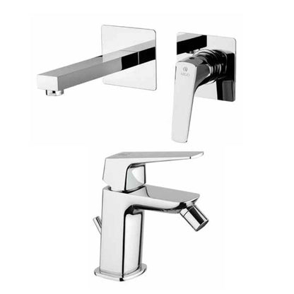 Set di Rubinetti per lavabo a muro e Bidet con Piletta Click-Clack cromato collezione Bloom di Argo Rubinetterie by CeramicStore | Lo specialista del tuo bagno