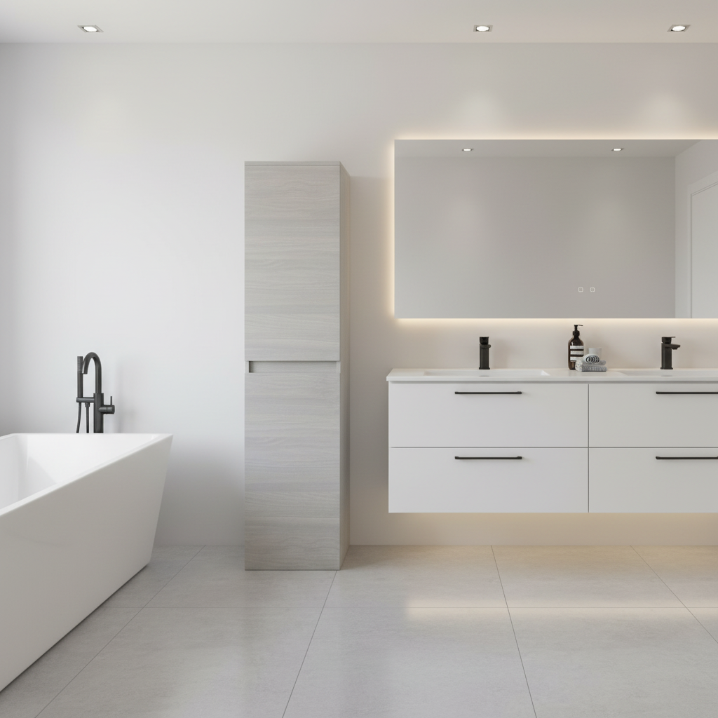 Colonna bagno a due ante color Rovere Grigio- Cubi&Co modello Simmetry