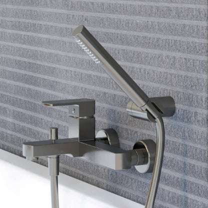 Miscelatore monocomando per vasca con kit doccino RubiFlux serie Dema - Nickel by CeramicStore | Lo specialista del tuo bagno