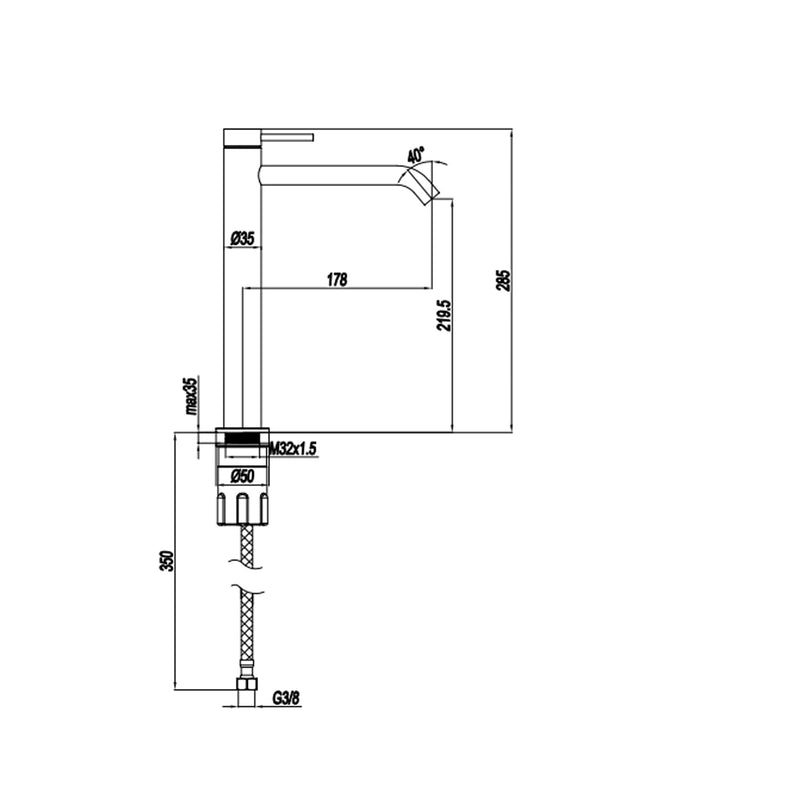 Mezclador monomando lavabo alto RubiFlux serie Regal - Cromo