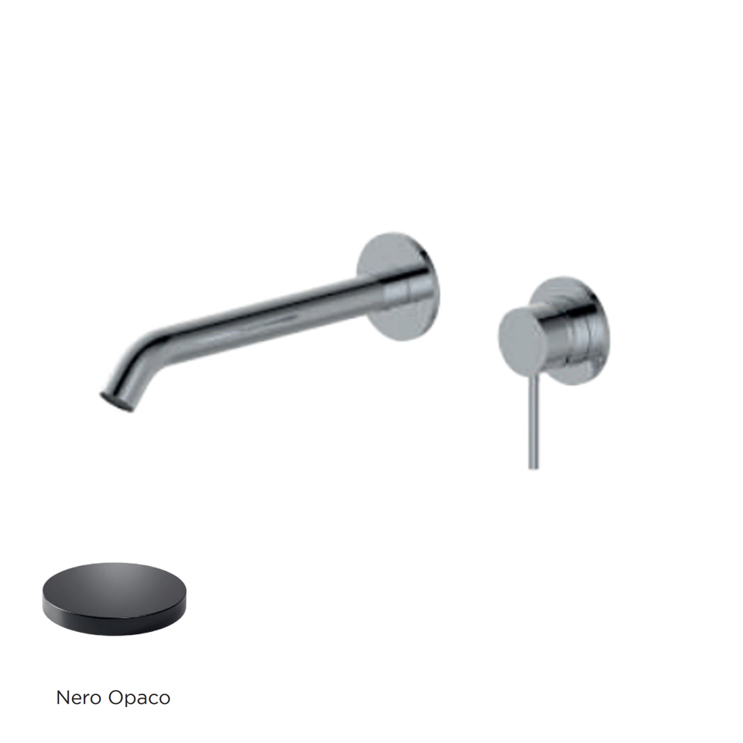 Miscelatore monocomando lavabo murale RubiFlux serie Regal canna 20 cm - Nero Opaco by CeramicStore | Lo specialista del tuo bagno
