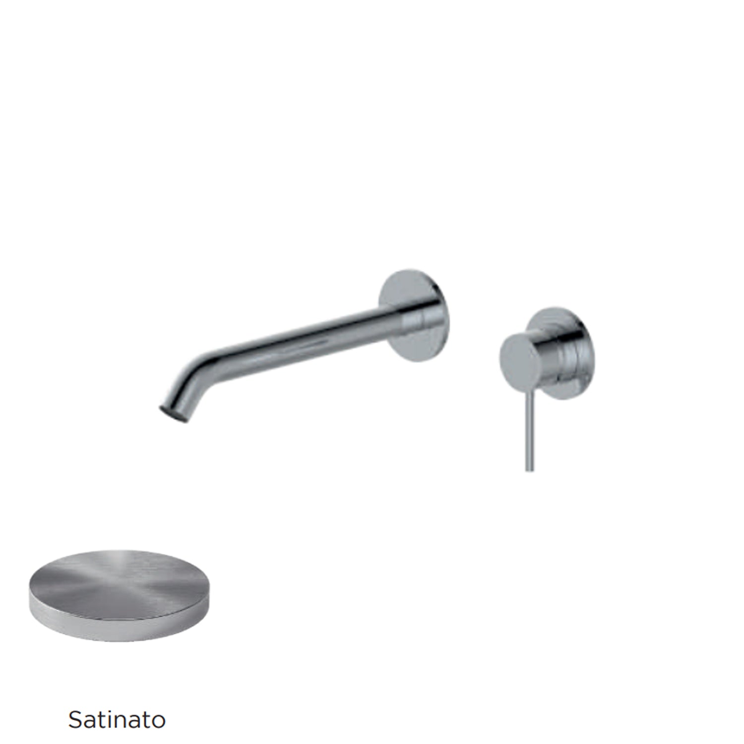 Miscelatore monocomando lavabo murale RubiFlux serie Regal canna 20 cm - Satinato by CeramicStore | Lo specialista del tuo bagno