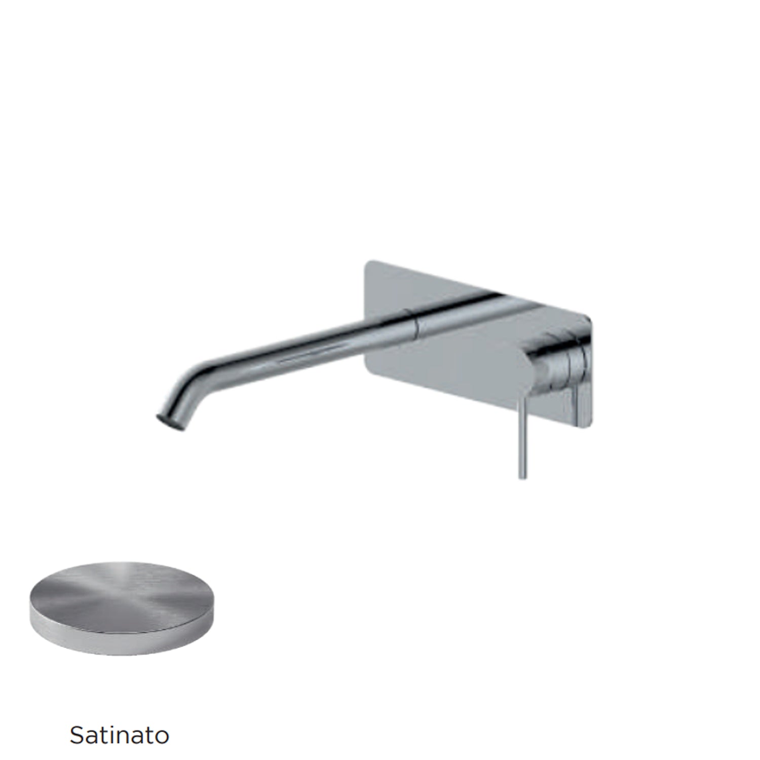 Miscelatore monocomando lavabo murale con piastra RubiFlux serie Regal canna 20 cm - Satinato by CeramicStore | Lo specialista del tuo bagno