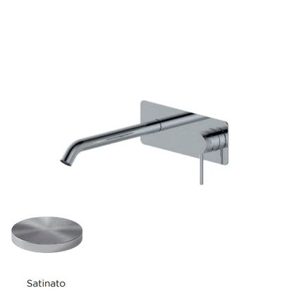 Miscelatore monocomando lavabo murale con piastra RubiFlux serie Regal canna 20 cm - Satinato by CeramicStore | Lo specialista del tuo bagno