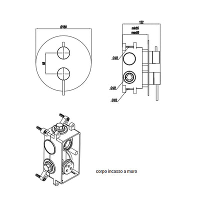 Miscelatore monocomando da incasso per doccia con deviatore RubiFlux serie Regal - Satinato by CeramicStore | Lo specialista del tuo bagno