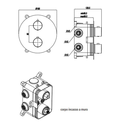 Miscelatore monocomando incasso termostatico con deviatore RubiFlux serie Regal - Cromo by CeramicStore | Lo specialista del tuo bagno