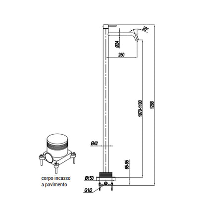 Miscelatore monocomando lavabo freestanding RubiFlux serie Regal - Cromo by CeramicStore | Lo specialista del tuo bagno