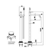 Miscelatore monocomando per vasca centro stanza con kit doccino RubiFlux serie Regal - Cromo by CeramicStore | Lo specialista del tuo bagno