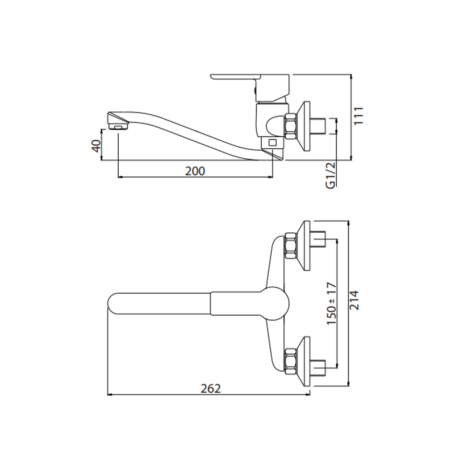 Miscelatore monocomando lavello a muro RubiFlux serie Kyros - Cromo by CeramicStore | Lo specialista del tuo bagno