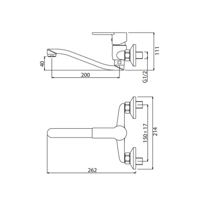 Miscelatore monocomando lavello a muro RubiFlux serie Kyros - Cromo by CeramicStore | Lo specialista del tuo bagno