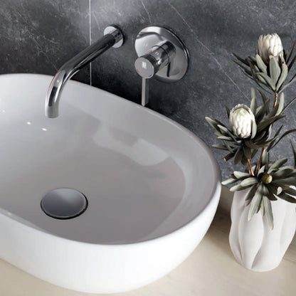 Miscelatore monocomando lavabo murale RubiFlux serie Tundra canna 20 cm - Cromo by CeramicStore | Lo specialista del tuo bagno