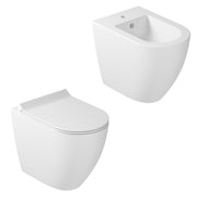 Coppia di sanitari filomuro 52x36 cm altezza h48 cm serie Dream di Ceramica Galassia con sedile soft close
