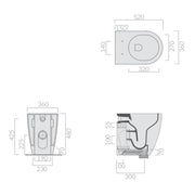 Coppia di sanitari filomuro 52x36 cm altezza h48 cm serie Dream di Ceramica Galassia con sedile soft close