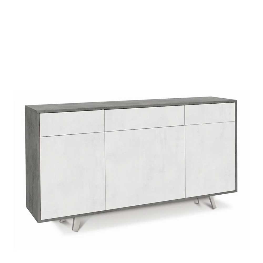 Mobile Madia a 3 Ante e 3 Cassetti Push-Pull finitura Struttura Cemento / Finitura Frontale Ossido Bianco by Sarmog by CeramicStore | Lo specialista del tuo bagno