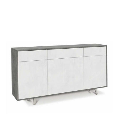 Mobile Madia a 3 Ante e 3 Cassetti Push-Pull finitura Struttura Cemento / Finitura Frontale Ossido Bianco by Sarmog by CeramicStore | Lo specialista del tuo bagno