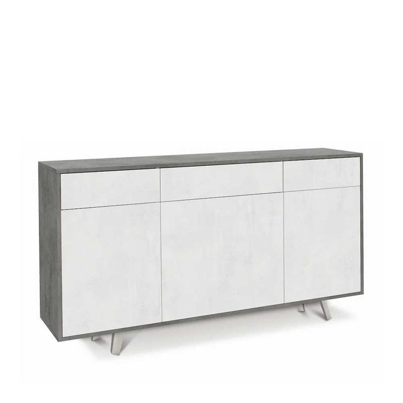 Mobile Madia a 3 Ante e 3 Cassetti Push-Pull finitura Struttura Cemento / Finitura Frontale Ossido Bianco by Sarmog by CeramicStore | Lo specialista del tuo bagno