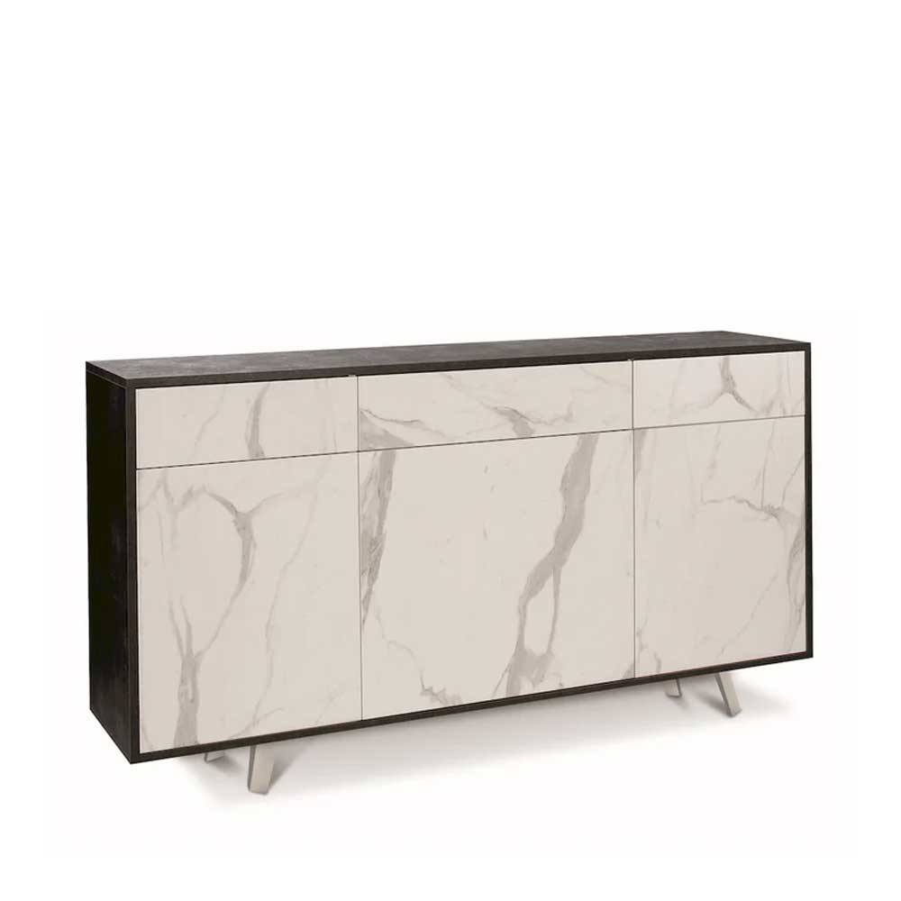 Mobile Madia a 3 Ante e 3 Cassetti Push-Pull finitura Struttura Ossido Nero / Finitura Frontale Marmo Calacatta by Sarmog by CeramicStore | Lo specialista del tuo bagno