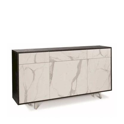 Mobile Madia a 3 Ante e 3 Cassetti Push-Pull finitura Struttura Ossido Nero / Finitura Frontale Marmo Calacatta by Sarmog by CeramicStore | Lo specialista del tuo bagno