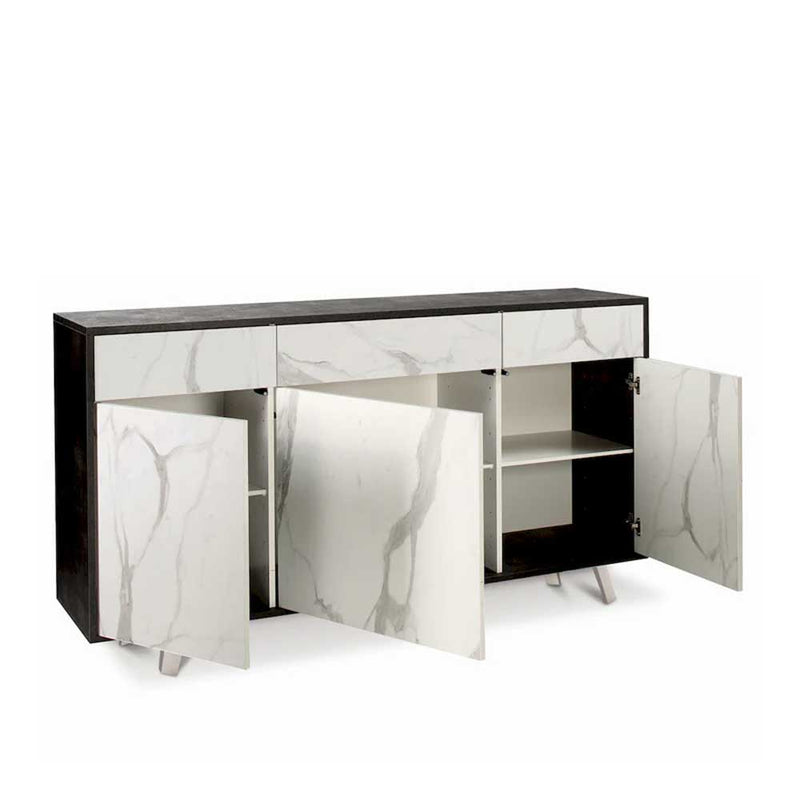 Mobile Madia a 3 Ante e 3 Cassetti Push-Pull finitura Struttura Ossido Nero / Finitura Frontale Marmo Calacatta by Sarmog by CeramicStore | Lo specialista del tuo bagno