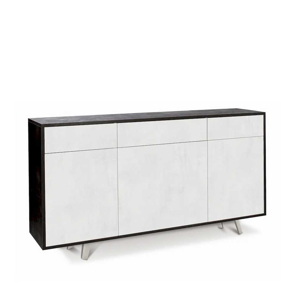 Mobile Madia a 3 Ante e 3 Cassetti Push-Pull finitura Struttura Ossido Nero / Finitura Frontale Ossido Bianco by Sarmog by CeramicStore | Lo specialista del tuo bagno